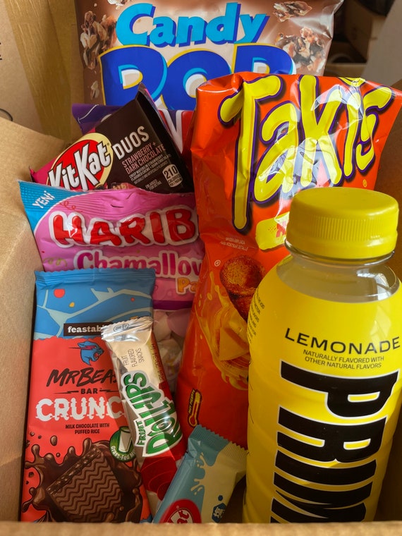 Prime Lemonade Mystery Box Plus Mr Beast Takis & Candy Pop 