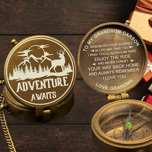 Personalized Brass Compass Anniversary Gift for Boyfriend, Gift for Him , Wedding Gift for Husband Engraved Compass, Wedding Gift for Wife