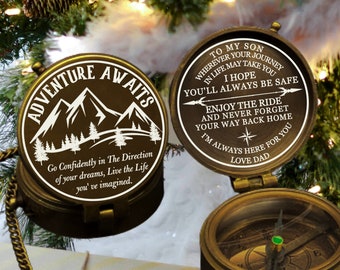 Christmas Gift Son, Gift for Father, Gift for Grandson, Gift for Mother And Daughters, Gift for Friend, Custom Compass, Engraved Compass