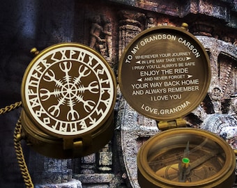 Nordic Compass, Viking Vegvisir Engraved Compass, Norse Mythology Compass, Working Compass, Anniversary Gift, To My Son Gift, Gift for Dad
