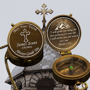 Compass, Engraved Compass, Baptism Gift, Baptism Compass, First Communion Gift Boy, Confirmation Gift, Personalized Compass, Catholic Gift