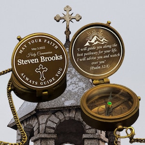 Engraved Compass, Baptism Gift, Baptism Compass, First Communion Gift Boy, Confirmation Gift, Personalized Compass, Compass