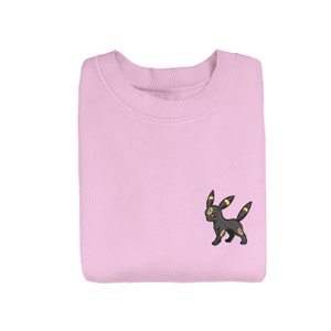 Umbreon Embroidered Sweatshirt, Anime Sweatshirt, Anime Embroidered Sweatshirt, Embroidered Crewneck Sweater, Embroidered Gift