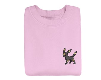 Umbreon Embroidered Sweatshirt, Anime Sweatshirt, Anime Embroidered Sweatshirt, Embroidered Crewneck Sweater, Embroidered Gift