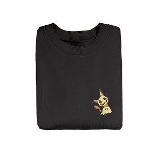 Mimikyu Embroidered Sweatshirt, Anime Sweatshirt, Anime Embroidered Sweatshirt, Embroidered Crewneck Sweater, Embroidered Gift