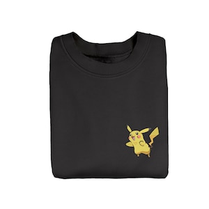 Pikachu Embroidered Sweatshirt, Anime Sweatshirt, Anime Embroidered Sweatshirt, Embroidered Crewneck Sweater, Embroidered Gift