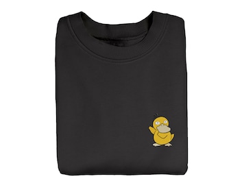 Psyduck Embroidered Sweatshirt, Anime Sweatshirt, Anime Embroidered Sweatshirt, Embroidered Crewneck Sweater, Embroidered Gift