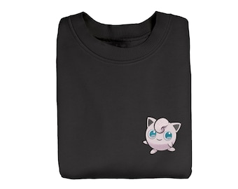 Jigglypuff Embroidered Sweatshirt, Anime Sweatshirt, Anime Embroidered Sweatshirt, Embroidered Crewneck Sweater, Embroidered Gift