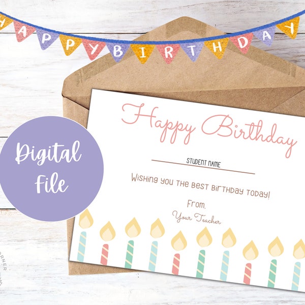 Printable Birthday Cards, Birthday card from teacher, Teacher Cards, Printable Cards, Birthday Cards