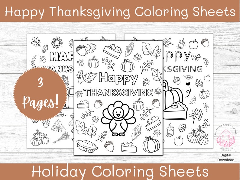 Happy Thanksgiving Coloring Pages, Coloring Pages for Kids, Kids ...