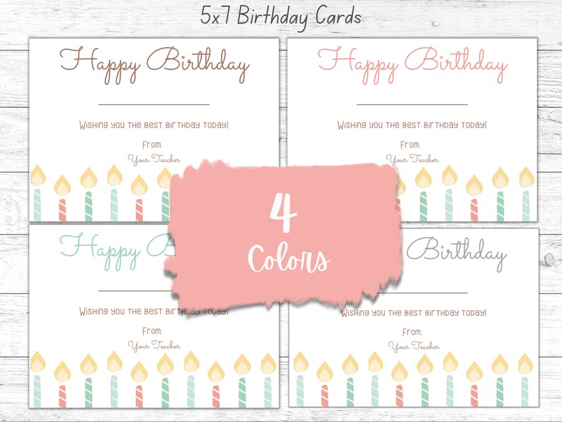 Printable Birthday Cards, Birthday Card From Teacher, Teacher Cards ...