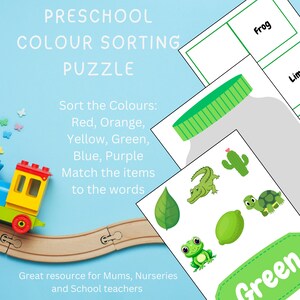Colour Sorting Puzzle Game | Word Matching | Learning Colours | Toddler Activity | Homeschool | Teacher Resource | Preschool | Printable