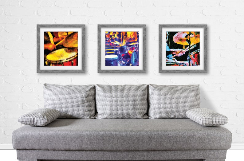 Jazz Drums Printable Music Wall Art, Set of 3 Jazz Music Decor, Musical