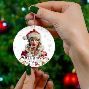 Merry Swiftmas Christmas Ornament, Eras Ornament, Swiftie, Hand Drawn T Swift, T swift, Swift Christmas Tree Ornament, Gift for Her