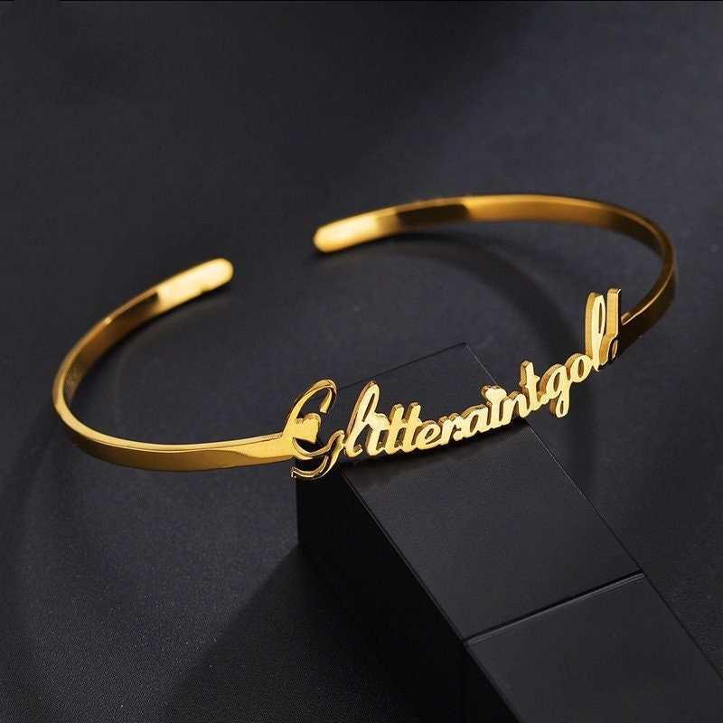  Stainless Steel Custom Name Bracelet Bangles for Women  Personalized Customized Gold Fashion Paved Diamond Cuff Bangle Jewelry :  Clothing, Shoes & Jewelry