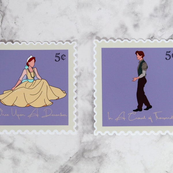 Anastasia and Dimitri Stamp Style 3" Vinyl Stickers