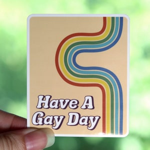 Have A Gay Day- 70s Retro Rainbow 3" Vinilo Adhesivo