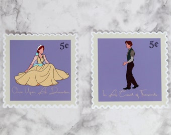 Anastasia and Dimitri Stamp Style 3" Vinyl Stickers