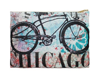 Chicago Flag and Bicycle -Accessory Pouch