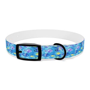 Colorful Fish Design Dog Collar, Pet Accessory, Dog Lover Gift, Adjustable Collar, Summer Pet Gear, Personalized Pet Collar