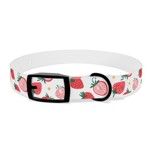 Strawberry Pattern Dog Collar, Cute Pet Accessory, Dog Lover Gift, Adjustable Collar, Summer Pet Fashion