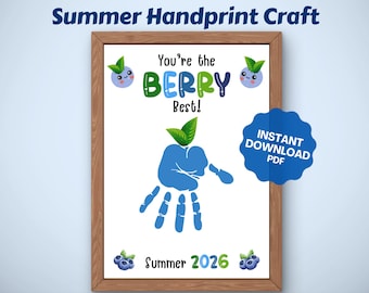 Blueberry Summer Handprint Craft For Kids, Toddler Daycare Kindergarten Homeschool Art, Berry Best Handprint Keepsake 2026, Printable PDF