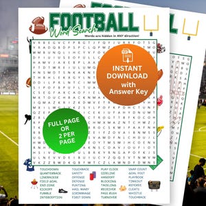 Ordsökning med fotboll, ordsökningsaktivitet för höst och vinter, idé för födelsedagsfest med fotbollstema, utskrivbar PDF med fotbollslek på kontoret