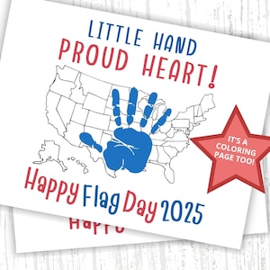 Flagge Tag Kinder Handabdruck Handwerk, 2025 Lehrer Kindertagesstätte Kindergarten Sommer Kunst, USA Karte, Säugling Vaterländischen Andenken Printable