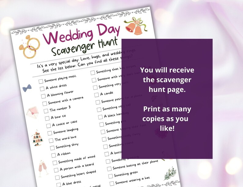 Wedding Day Scavenger Hunt Game for Kids, Treasure Hunt Spy Activity