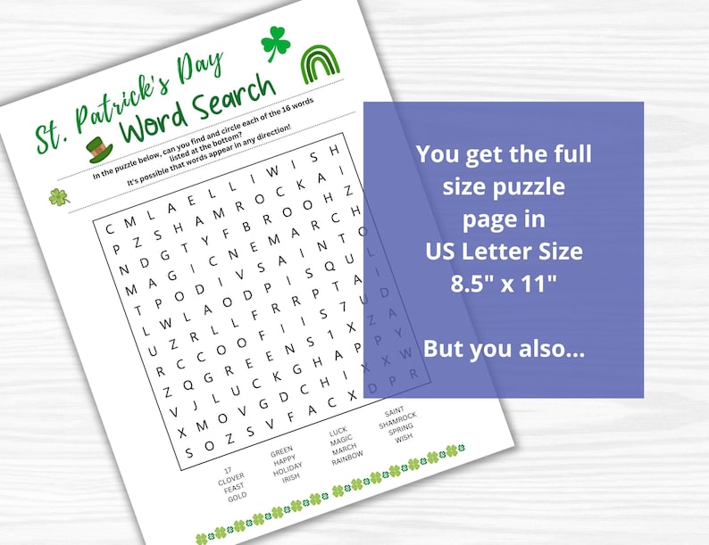St. Patrick's Day Word Search Game Younger Kids, Kindergarten ...