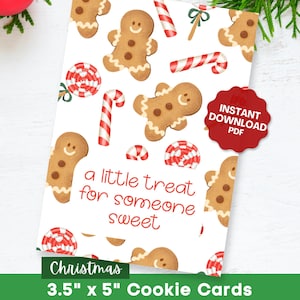 Printable Cookie Card 3.5 x 5 Inches, Instant Download Christmas Holiday Cookie Card, Little Treat For Someone Sweet Card, Baking Packaging