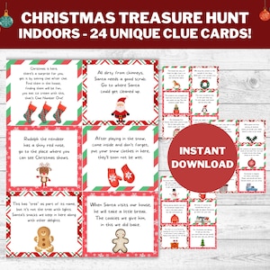 Christmas Treasure Hunt Clues, Christmas Treasure Hunt, Printable Scavenger Hunt, Christmas Printable Games for Kids, Christmas Party Game