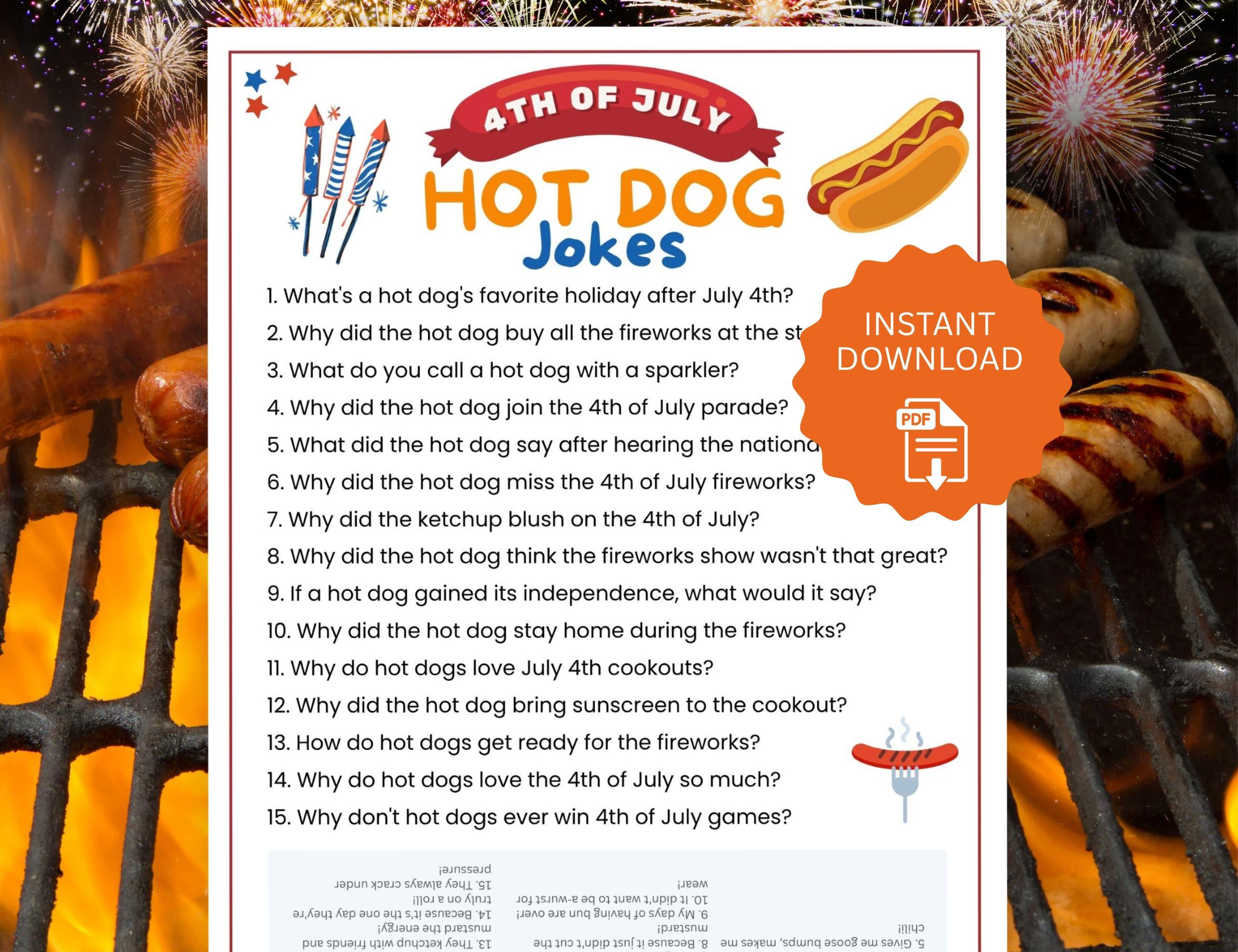 Barbecue Riddles 4th of July Hot Dog Jokes, Kids Adults Wiener Game, BBQ Family Baby ...