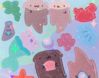 Cute Holographic Otter Sticker Sheet