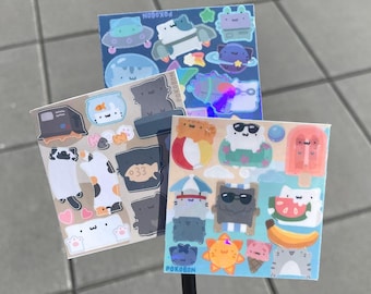 Cat Collection 1: Stickervellen ruimtekatten, Strandkatten, Huiskat