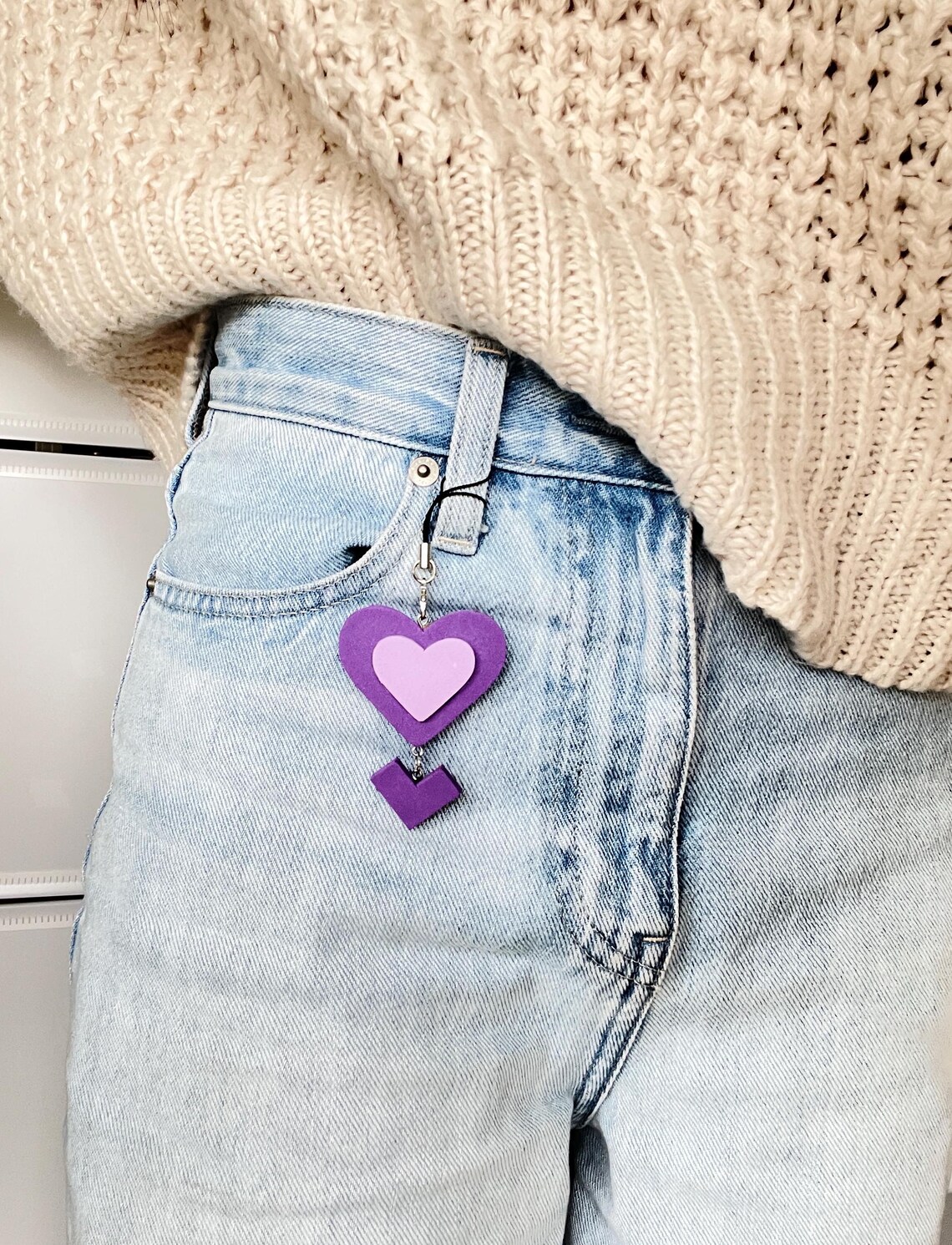 Jean Keychain Handmade Heart Bag/jean Keychain - Etsy
