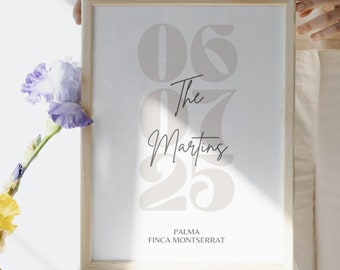 Hochzeitsgeschenk Poster personalisiert zum Selbstausdrucken Nachname Brautpaar /  Geschenk Brautpaar personalisiert