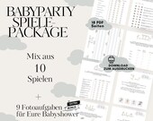Babyparty Spiele Package Babyshower Ideen / DIN A4 Vorlagen zum Ausdrucken