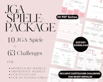 JGA games package // JGA women // 10 games + 63 challenges // DIN A4 templates to print out
