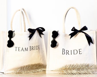 JGA Tasche // Bride / Team Bride Tasche // Strandtasche weiß // Junggesellinnenabschied