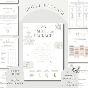 JGA Spiele Set zum Ausdrucken salbeigrün/ Junggesellenabschied Spiel / JGA Frauen