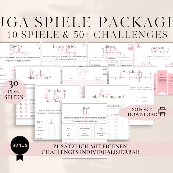 JGA Spiele Frauen JGA Challenges Junggesellinnenabschied Spiele zum Ausdrucken