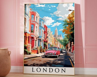 London Print Notting Hill Painting London Poster London Streets UK Travel Poster London Travel Print London Wall Art London Home Decor