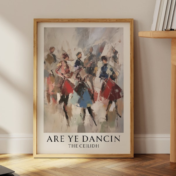 Are Ye Dancin Ceilidh Print, estampes d'art écossais, danse ceilidh, affiche d'Écosse, peinture écossaise, art impressionniste, cadeaux écossais