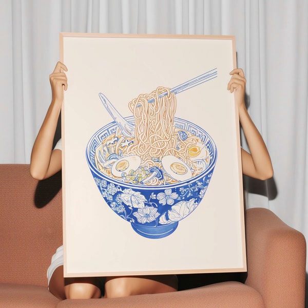 Ramen Print Ramen Schüssel Wand Kunst Japanische Küche Poster Ramen Nudel Poster Japanisches Essen Druckt Küche Kunstdruck Essen Print Für die Küche