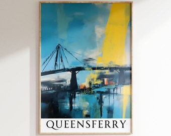 Queensferry Print Scottish Wall Art Queensferry Bridge Painting Scotland Prints Scottish Travel Poster Scottish Gift Queensferry Wall Art