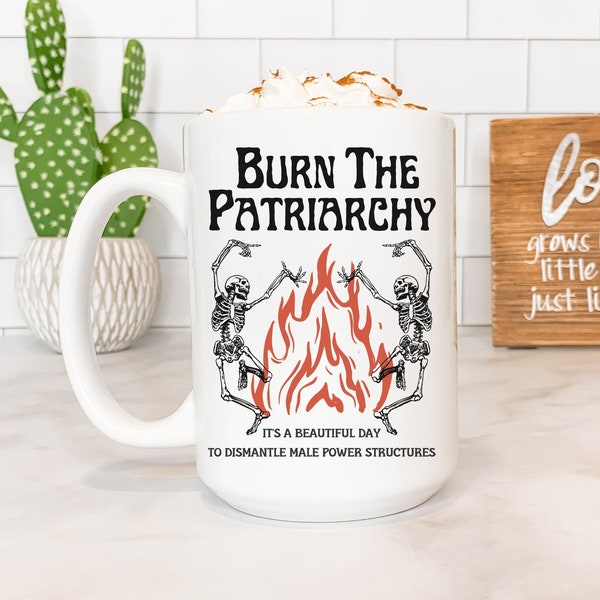 Burn The Patriarchy Mug, Destroy The Patriarchy, Feminist Mug, Feminism Mug, Dancing Skeleton, Feminism Gift, Skeleton Mug, Salem Witchy Mug