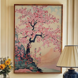 Cherry Blossom Tree Print Japanese Tree Art Sakura Tree Poster Cherry ...