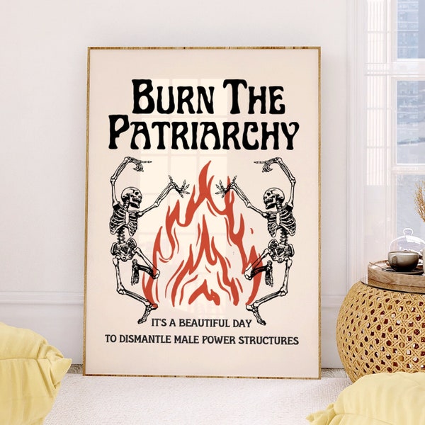 Burn The Patriarchy Print, Feministische Art Print Download, Kamerposters Feministisch, Smash The Patriarchy, Witchy Print, Feministische Muurkunst