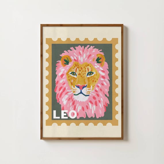 Leo Zodiac Art Print, Leo Astrology Gifts, Zodiac Sign Poster, Celestial Decor, Horoscope Wall Art, Trendy Zodiac Gift, Leo Star Sign Gift